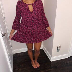 Vintage American Eagle Maroon Dress with Bell Sleeves